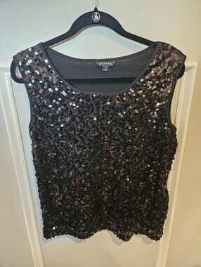George black sequined sleeveless top.  Size large 12-14.